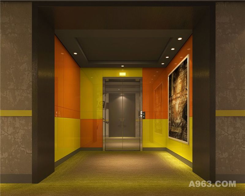 勃朗精品酒店设计作品-郑州青枫白露精品酒店电梯厅设计效果图