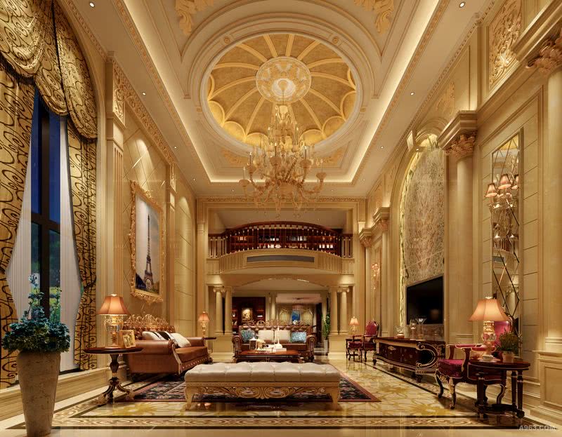 主客厅
高挑空间，大气恢弘构成迎宾气度，宽敞方正的客厅呈现雍容的奢华贵气。
