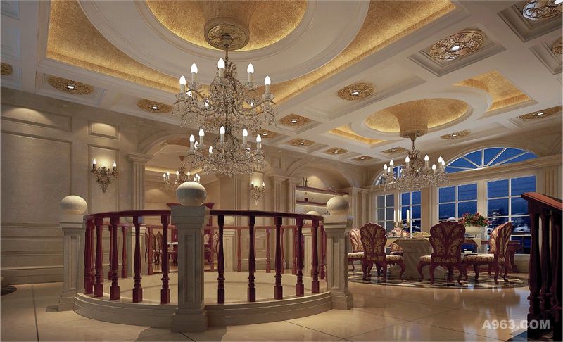 餐厅的天花设计特别的别致
不规则的圆柱为这个规整的空间注入了一份跳脱感