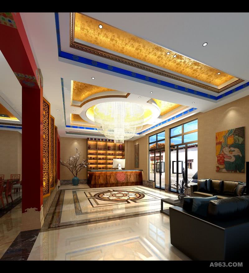 前厅-藏式文化酒店空间装饰设计