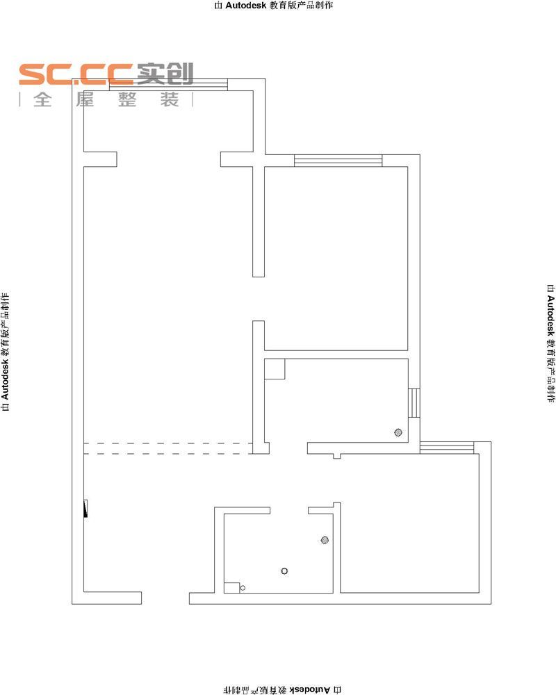 实创装饰丨汇君城90㎡两居室现代风格装修-原始户型结构图