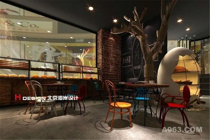 宁波拉纳巴米江北店咖啡馆设计案例—北京海岸设计—效果图1