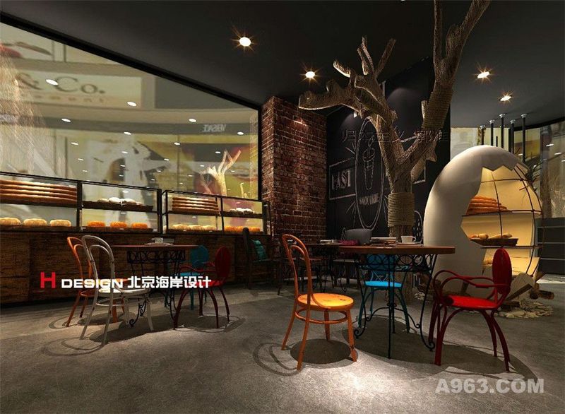 宁波拉纳巴米江北店咖啡馆设计案例—北京海岸设计—效果图2