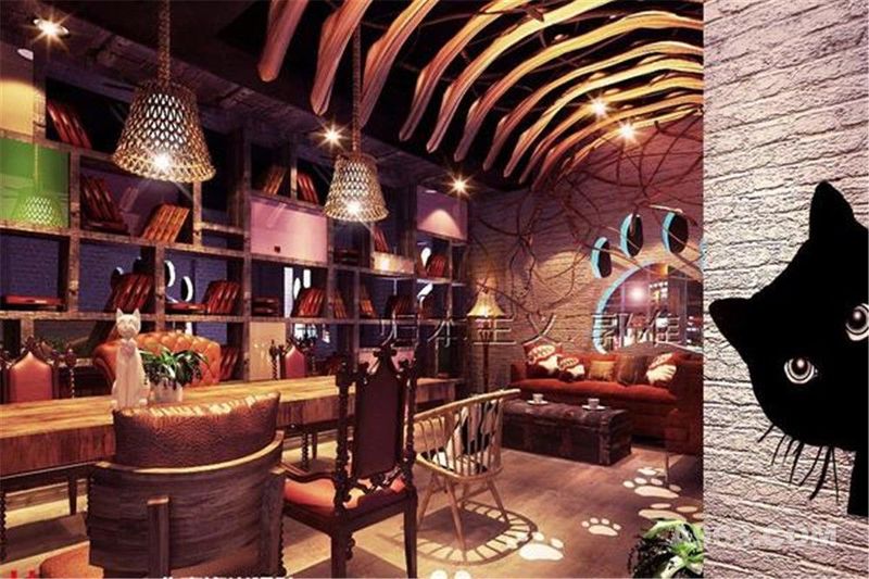 河南郑州漫猫咖啡餐饮设计案例—北京海岸设计—咖啡餐饮设计实际效果展示5
