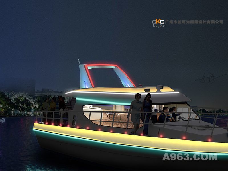 游艇船体亮设计使河道旅游灯光增添光彩,旅游夜景规划，特色旅游亮化规划
