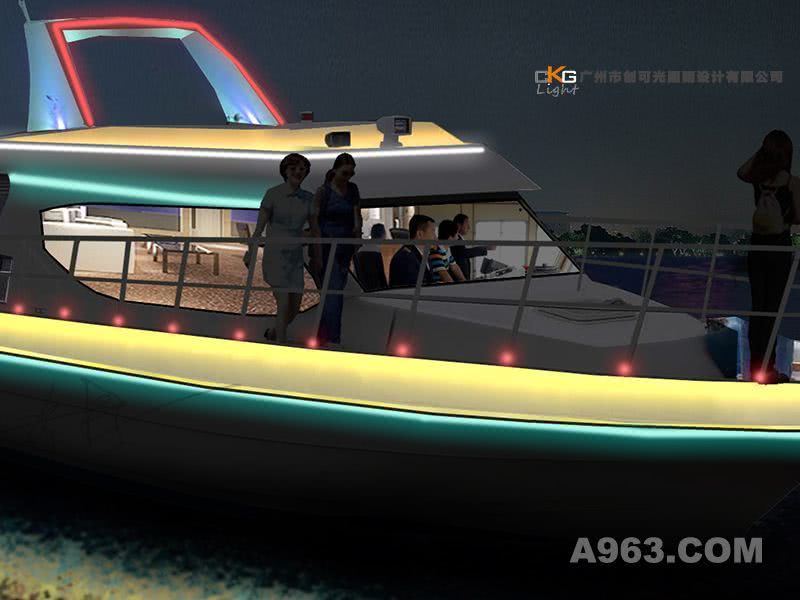 游艇船体亮设计使河道旅游灯光增添光彩,旅游夜景规划，特色旅游亮化规划