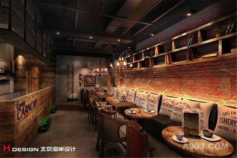 北京漫猫咖啡馆设计案例—北京海岸设计室内效果成品展示图片效果
